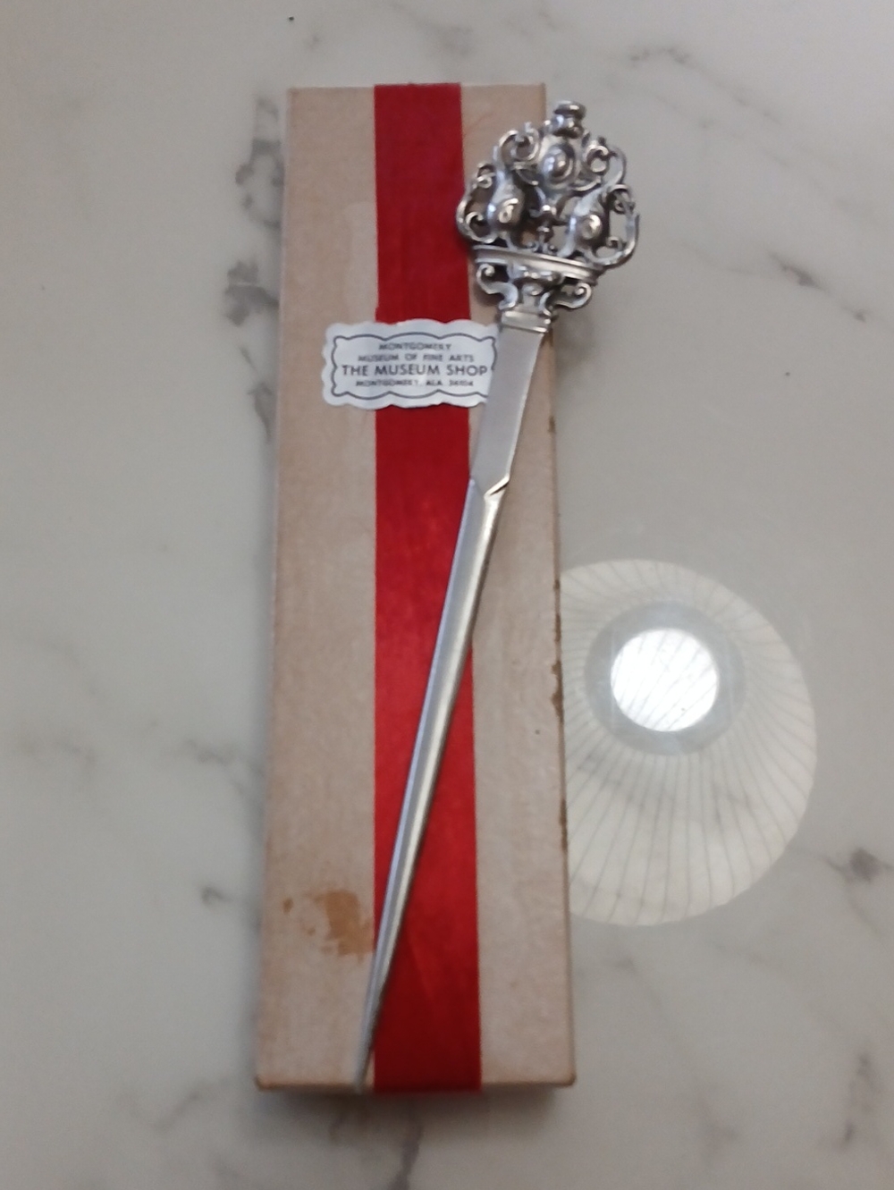 Museum Shop Silver-plate Meat Scerer - Decorative Crown Top